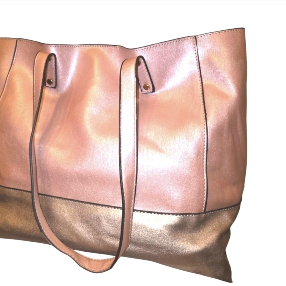 Luludharma Large Mettalic Rose Colorblock Women's Tote Bag Gorgeous EUC